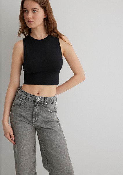 Kadın Siyah Crop Top 1610786-900