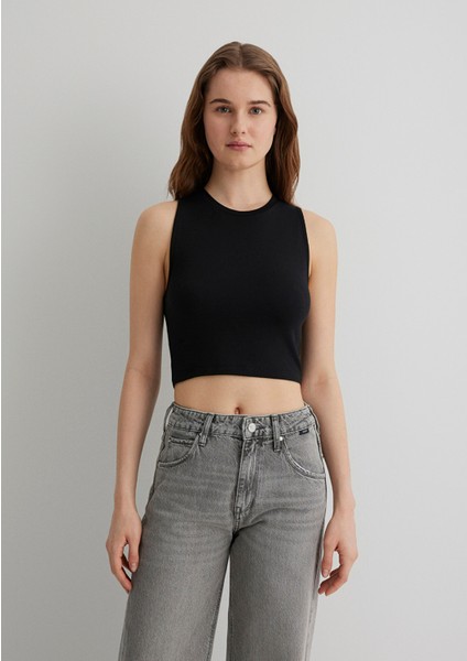 Kadın Siyah Crop Top 1610786-900