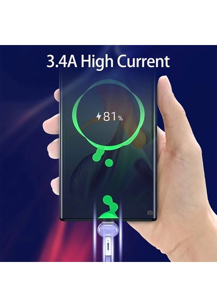 3'ü 1 Arada Çok Bağlantı Noktalı Hızlı Şarj Veri Kablosu / 3.4A Anahtarlıklı Cep Telefonu Şarj Kablosu (Yurt Dışından) fiyatları