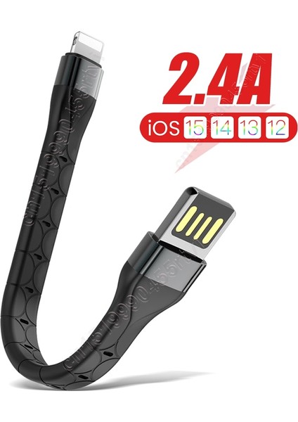 Ultra Kısa USB Kablosu iPhone 14 13 12 Pro Max 2.4A Hızlı Şarj Şarj Cihazı Mikro USB Tip C Veri Telefonu Kablosu Xiaomi Samsung Için (Yurt Dışından)