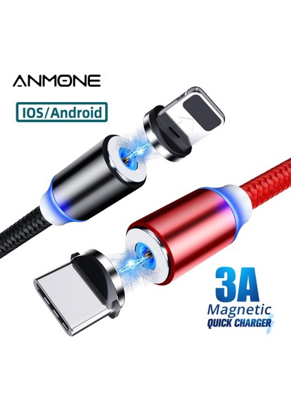 Manyetik Kablo Tip C Mikro USB Kablosu Telefon Android USB C Hızlı Şarj Evrensel Mıknatıs Kablosu Şarj IPhone Hızlı Tel (Yurt Dışından)