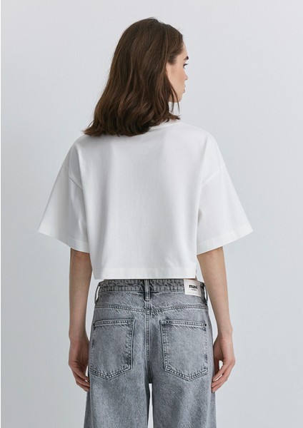 Mavi Patch Logo Baskılı Beyaz Crop Tişört 1612892-70057 modelleri