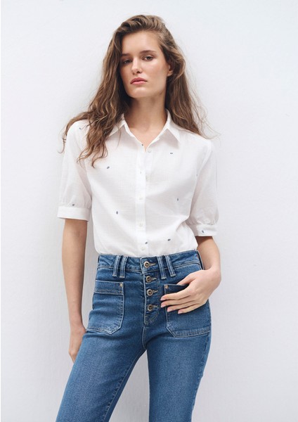 Mini Çiçek Baskılı Beyaz Gömlek 1210060-89321 fiyatları