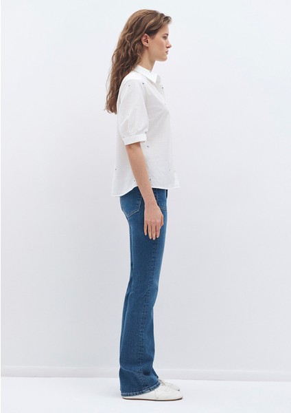 Mini Çiçek Baskılı Beyaz Gömlek 1210060-89321 indirimleri