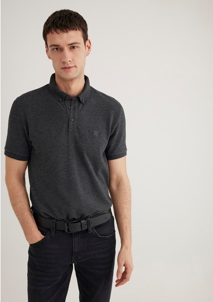 Antrasit Polo Tişört 063247-28392