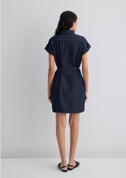 Kadın Barbara Lux Touch Koyu Lacivert Denim Elbise 130548-28636