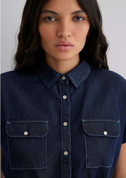 Kadın Barbara Lux Touch Koyu Lacivert Denim Elbise 130548-28636