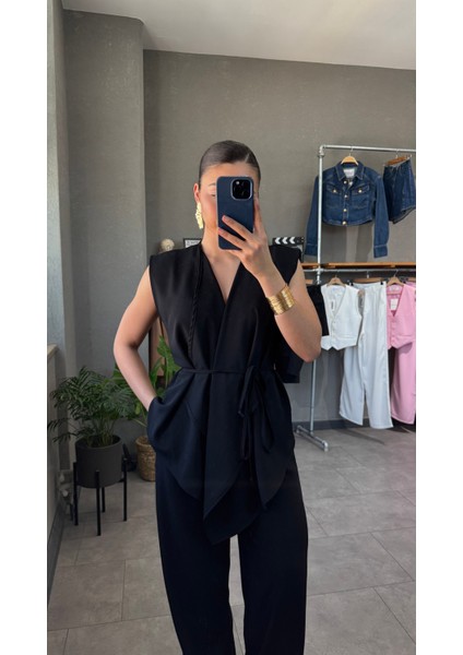 Bağlama Detaylı Kimono Pantolon Takım