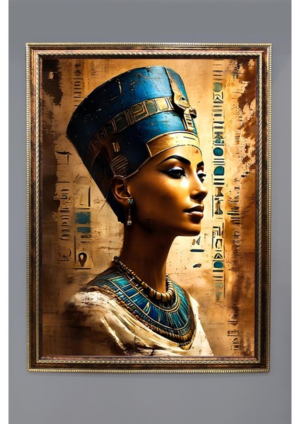 Antik Mısır Desenli Çerçeveli Duvar Tablosu 50X70CM MISIR13