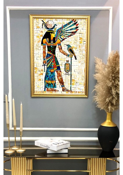 Antik Mısır Desenli Çerçeveli Duvar Tablosu 50X70CM MISIR01