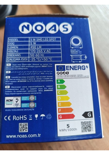 YL38 0530 Siyah Kasa LED Spot 5W 3 Renkli