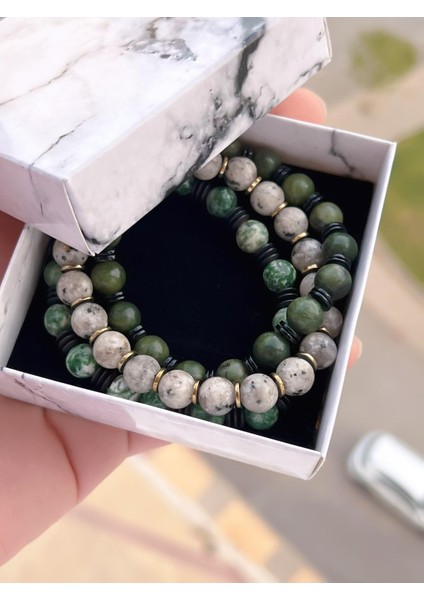 Nursaat 3 Lü Özel Tasarım Unisex Doğal Taş Bileklik Onix-Dumanlı KUVARS-MOLDAVIT09 fırsatları