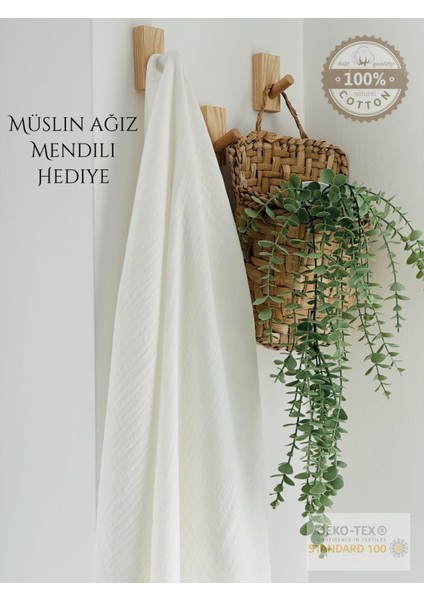 Ftbabycollection %100 Pamuk 4 Katlı Müslin Bebek Battaniyesi Beyaz Oeko-Tex Sertifikalı Müslin Örtü 110X120 cm