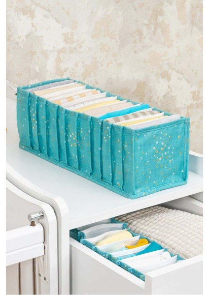 Baby Akordiyon Organizer Çekmece Düzenleyici Medium, Mavi, 15 x 43 x 14 cm