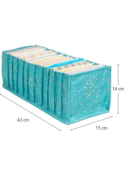 Baby Akordiyon Organizer Çekmece Düzenleyici Medium, Mavi, 15 x 43 x 14 cm
