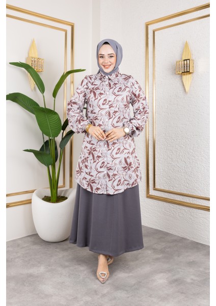 Etekli Ikili Takım - Kahverengi / T0106