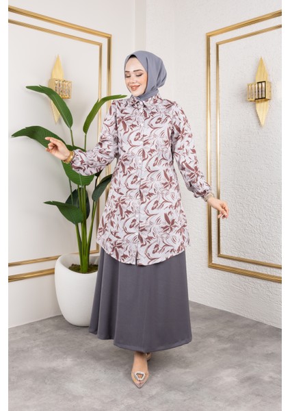 Etekli Ikili Takım - Kahverengi / T0106 fiyatları