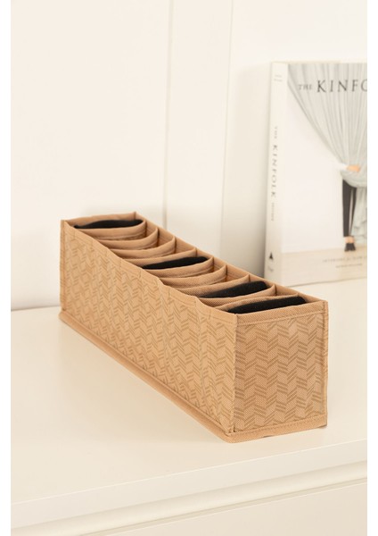 10 Bölmeli Bej Dolap Çekmece Içi Akordiyon Katlanır Çorap Kıyafet Çamaşır Düzenleyici Organizer indirimleri