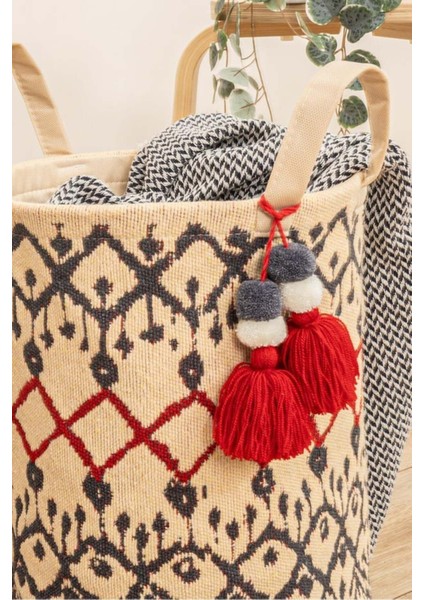 Kilim Yuvarlak Sepet, Saklama Kutusu, 37 x 30 cm fırsatları