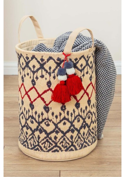 Kilim Yuvarlak Sepet, Saklama Kutusu, 37 x 30 cm indirimleri