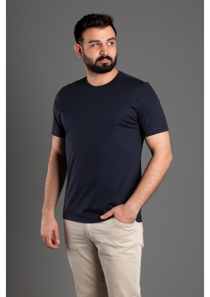 Erkek Lacivert Basic O Yaka T-Shirt