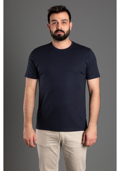 Erkek Lacivert Basic O Yaka T-Shirt modelleri