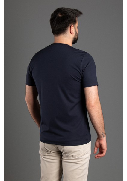 Erkek Lacivert Basic O Yaka T-Shirt indirimleri