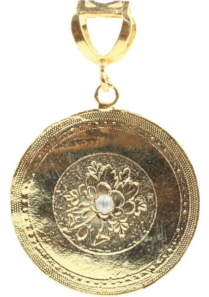 925 Ayar Gümüş Çiçek Desenli Madalyon Kolye Ucu