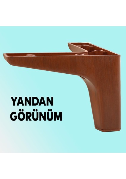 Mobilya Kanepe Sehpa Tv Ünitesi Koltuk Ayağı 10 cm Ahşap Desenli Kahverengi Baza Ayak 4 Adet