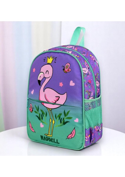 Lisanslı Flamingo Desenli Yeşil-Mor Çocuk Sırt Çantası – Anaokulu, Kreş ve Okul Öncesi Için