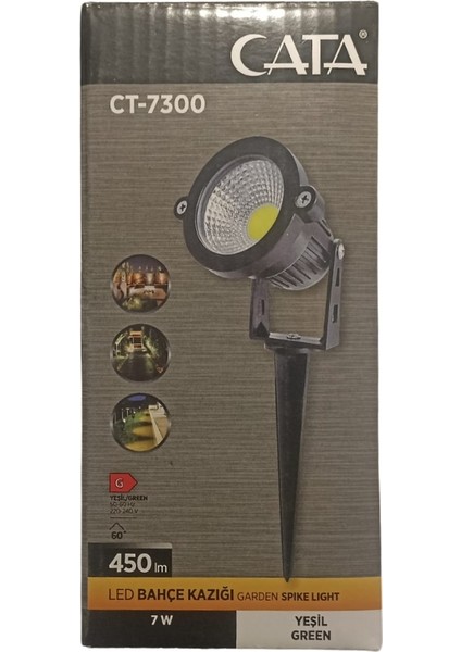 7W LED Bahçe Kazığı -CT-7300 YEŞİL IŞIK