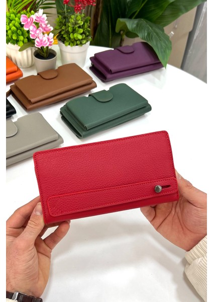 Unisex Kırmızı Zurich Hakiki Deri Telefon Bölmeli Cüzdan fiyatları