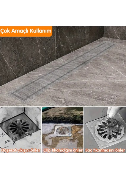 Mutfak Banyo Duş Giderleri Için Arkası Yapışkanlı Fileli Fiber Tel Süzgeç Kullan-At 12X100 cm modelleri