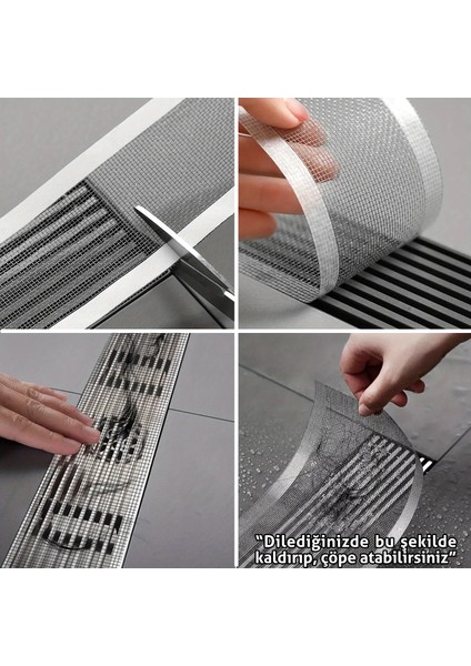 Mutfak Banyo Duş Giderleri Için Arkası Yapışkanlı Fileli Fiber Tel Süzgeç Kullan-At 12X100 cm indirimleri