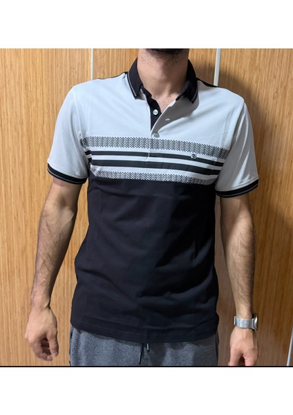 Zamur Düğmeli Polo Yaka T-Shırt Desenli