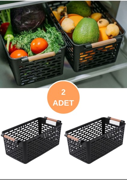 2 Li Siyah Çok Amaçlı Düzenleyici Mutfak, Banyo, Dolap Içi ve Ofis Kullanımı Için Pratik Organizer