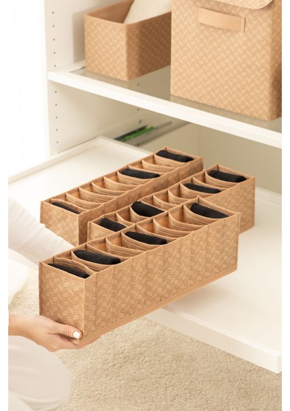 3lü Set 10 Bölmeli Bej Dolap Çekmece Içi Akordiyon Katlanır Çorap Çamaşır Düzenleyici Organizer modelleri