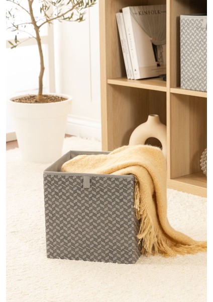 2'li Gri Dolap Içi Çamaşır Oyuncak Düzenleyici Katlanır Kapaksız Saklama Kutusu Organizer / 28 x 28 x 2