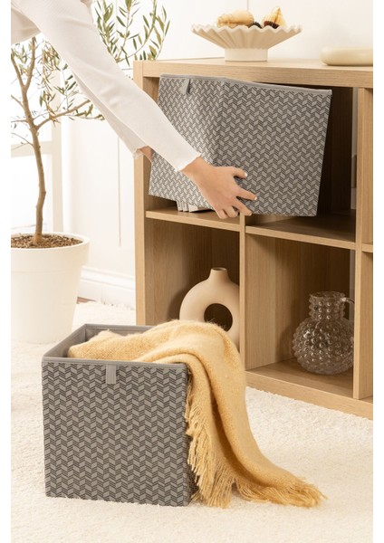 2'li Gri Dolap Içi Çamaşır Oyuncak Düzenleyici Katlanır Kapaksız Saklama Kutusu Organizer / 28 x 28 x 2