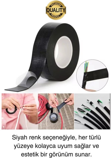 Süper Güçlü 10 Adet Siyah Kauçuk Kendinden Eriyen Bant Elektrik Sızdırmazlık Bandı 5 mt 1.9 cm fiyatları