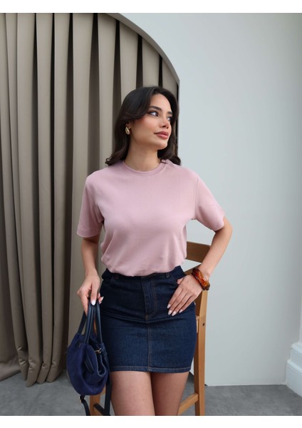 Likralı Bisiklet Yaka T-Shirt