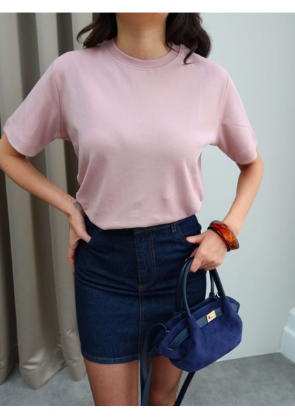 Likralı Bisiklet Yaka T-Shirt