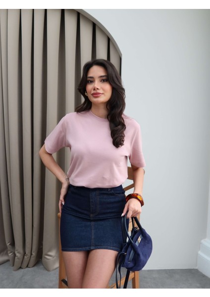 Likralı Bisiklet Yaka T-Shirt