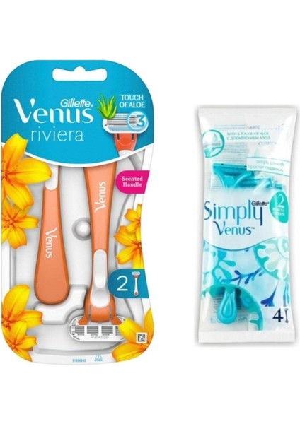 Riviera Kadın Tıraş Bıçağı 2'li ve Simply Venus 2 Kullan At Tıraş Bıçağı