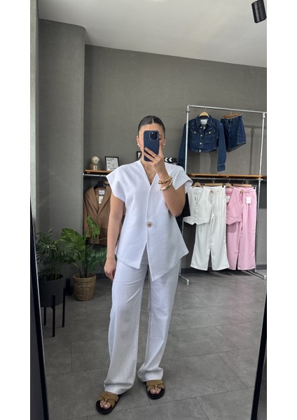 Oversize Yelek Pantolon Takım