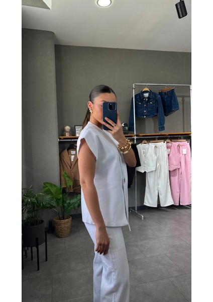 Oversize Yelek Pantolon Takım