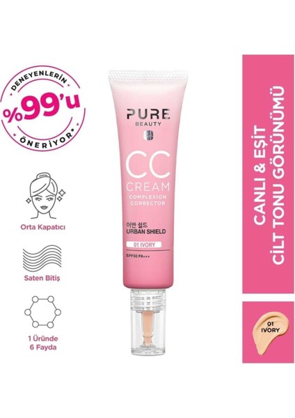 cc Krem SPF50 Pa+++ Ivory Paraben Içermez 30 ml Pinkrain