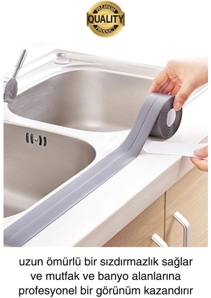 Premium Gri Ocak Tezgah Kenarı Banyo Mutfak Sızdırmaz Bant Su Geçirmez Küfe Dayanıklı 3,2 mt 1 Adet fiyatları