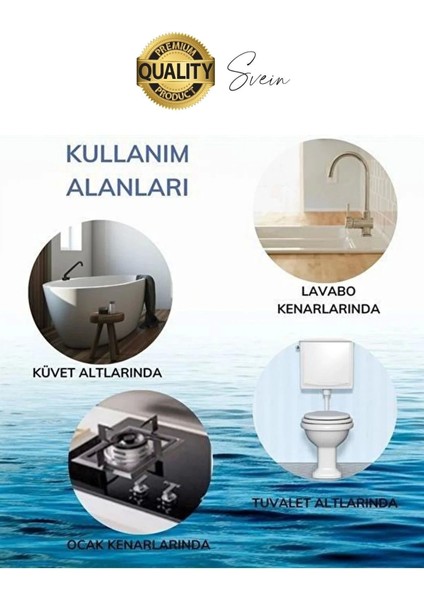 Premium Gri Ocak Tezgah Kenarı Banyo Mutfak Sızdırmaz Bant Su Geçirmez Küfe Dayanıklı 3,2 mt 1 Adet indirimleri