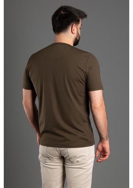 Erkek Haki Basic O Yaka T-Shirt